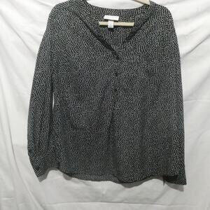 Pure Energy Women's 1X Polkadot Top Shirt Blouse 3 Button Tunic